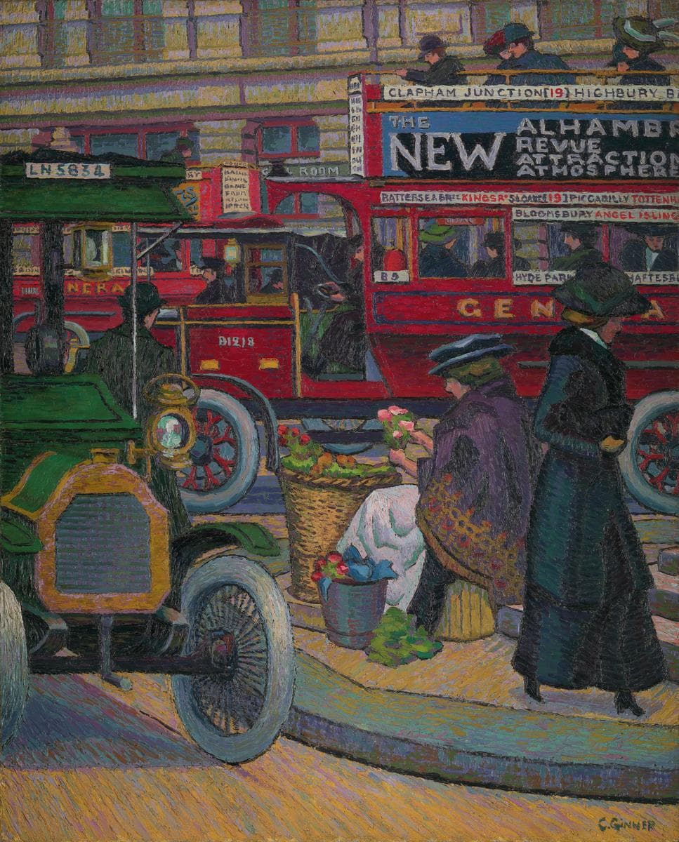 Guests enjoying artwork in a boutique hotel lobby